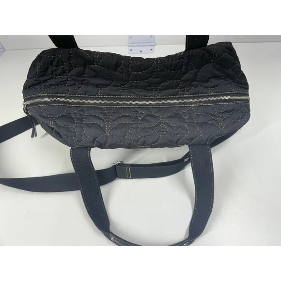 Fossil Key-Per Quilted Nylon Tote Shoulder Bag Black Green Travel Overnight main image 12